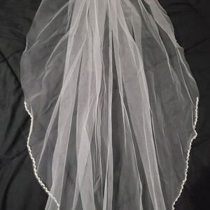 Elegant Sheer Veil with Beaded Edge